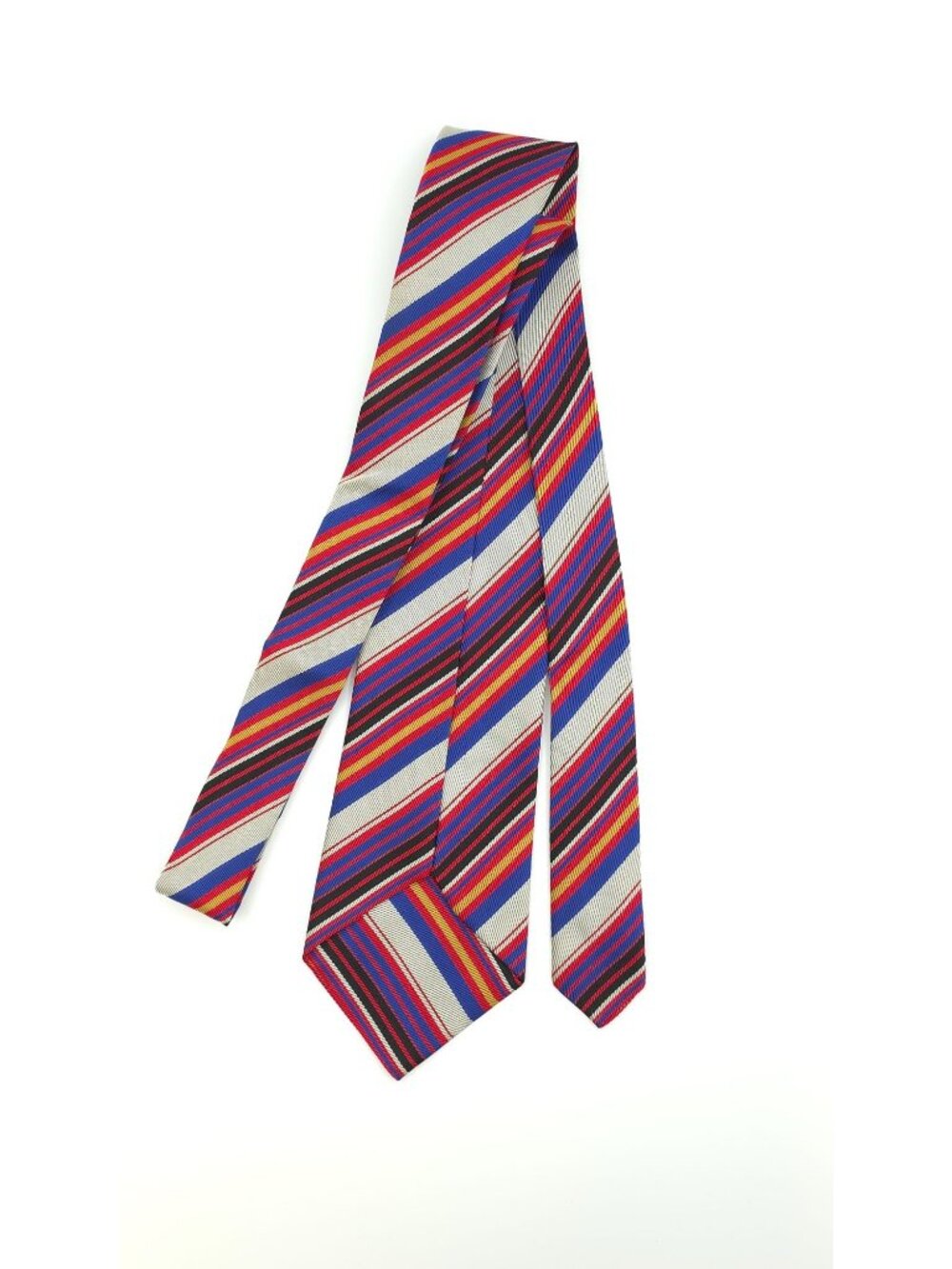 Vintage Blended Tie with Blue, White, Red, and Black Stripes - Gen Y Revival - Picture 5 of 6